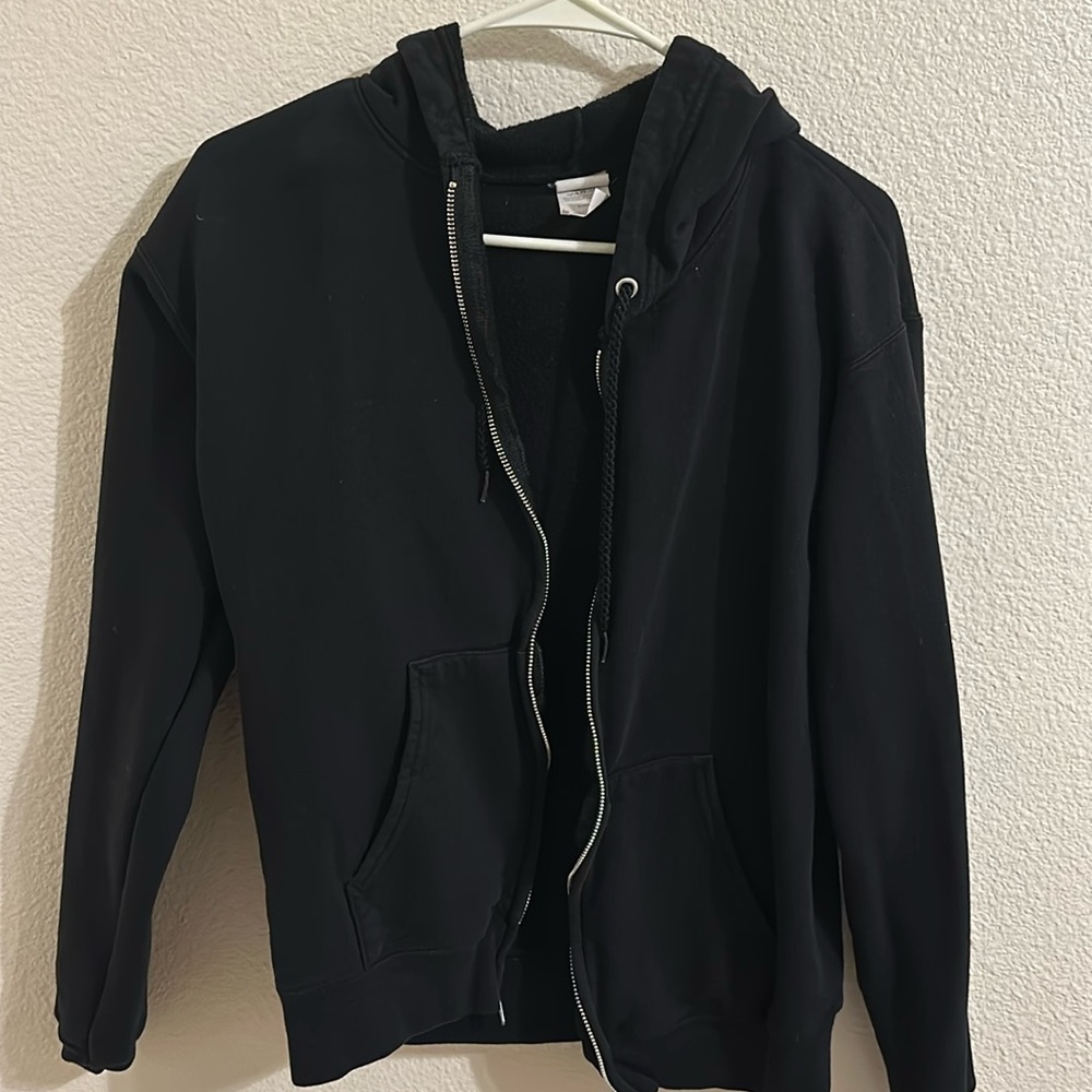 Black zip up hoodie, good condition, size S